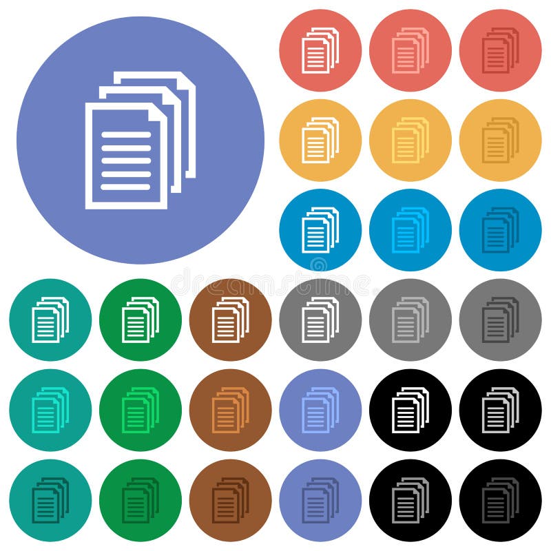 Multiple documents round flat multi colored icons royalty free illustration