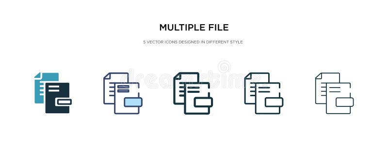 Multiple File Icon In Different Style Vector Illustration Two Colored