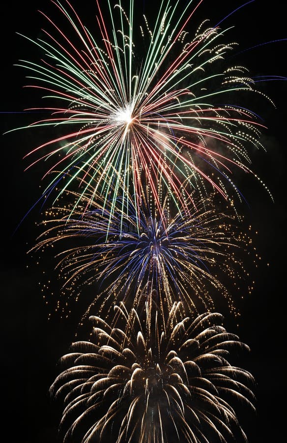 Multiple fireworks display stock photo