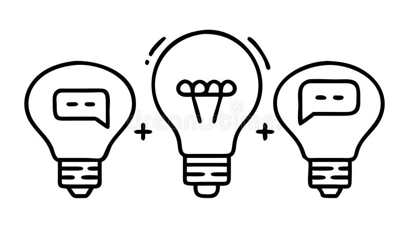 Multiple Idea Lightbulbs Icon for Brainstorming Collaboration, vector design Generative AI stock illustration