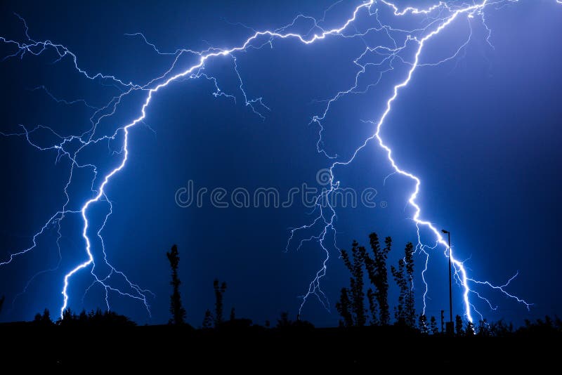 Multiple lightning strikes in the night skies stock image Multiple lightning strikes in the night skies stock image