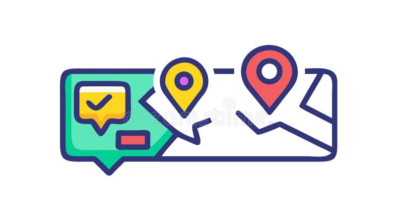 Multiple Location-Based Messages on Map Icon, vector design Generative AI stock illustration
