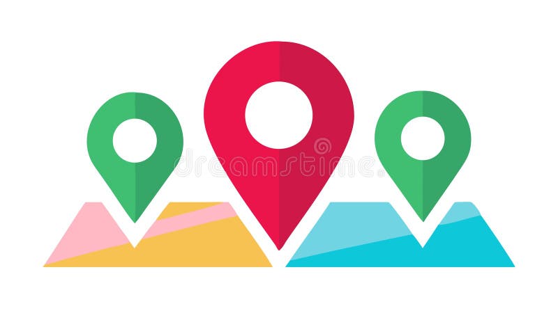 Multiple Location Pins on Map, Travel Destinations, vector design Generative AI royalty free illustration