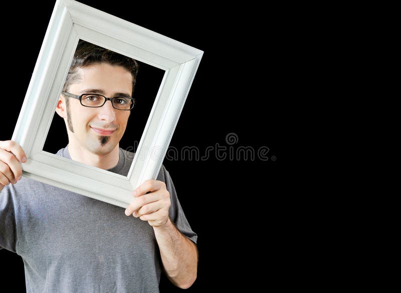 Multiple photos of young man with white frame stock image Multiple photos of young man with white frame stock image