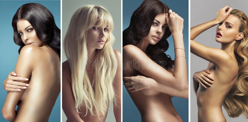Multiple portrait of pretty nude women stock photo Multiple portrait of pretty nude women stock photo