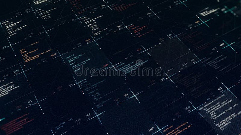 Multiple Source Codes on Digital Background. Animation. Program Codes ...