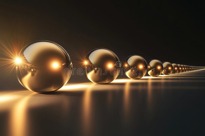 Multiple spheres connected by light beams represent unique virtual worlds in a cosmic setting showcasing depth and