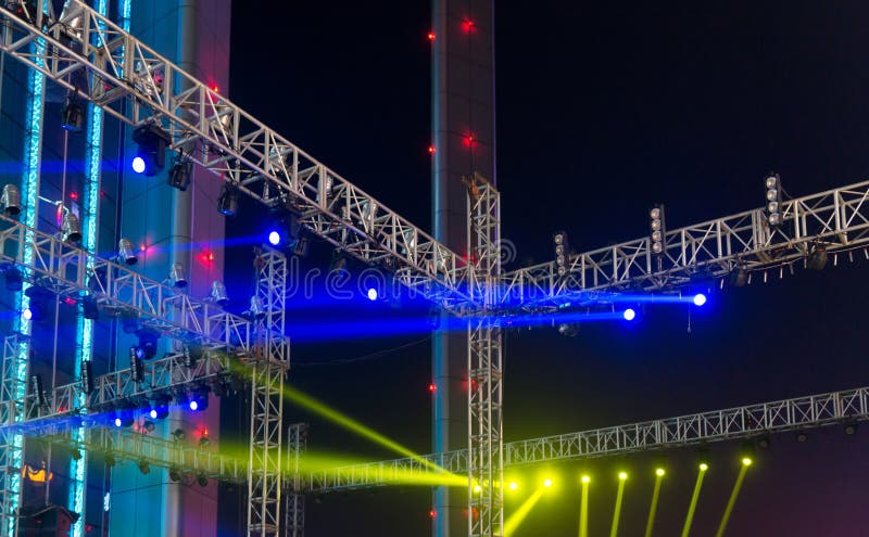 Multiple Spotlights on a Theatre Stage Lighting Rig Stock Image - Image ...
