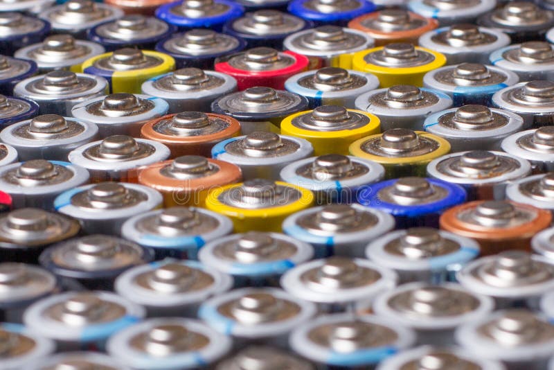 Multiple Stacked Aaa Batteries of Different Color and Manufacturer