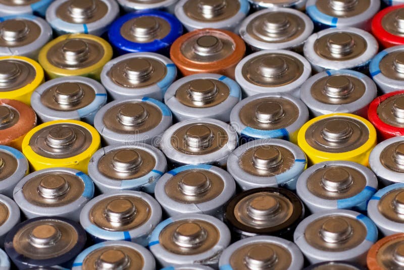 Multiple Stacked Aaa Batteries of Different Color and Manufacturer