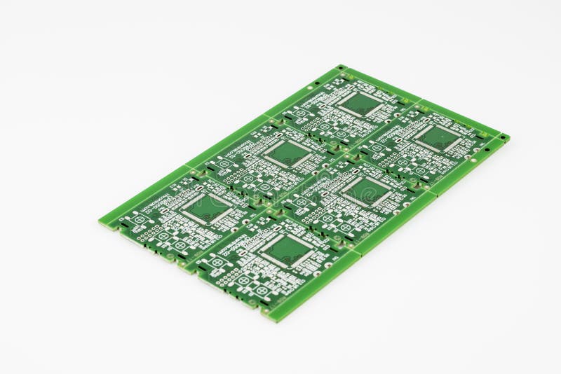 Multiplied printed circuit boards PCB isolated on the white background.