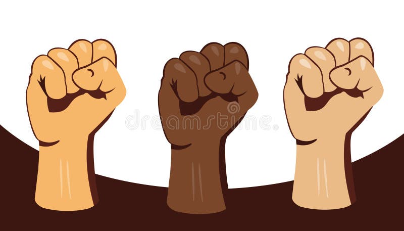 Multiracial Fists Hands Up Vector Illustration. Stock Illustration -  Illustration of cartoon, hands: 185661859