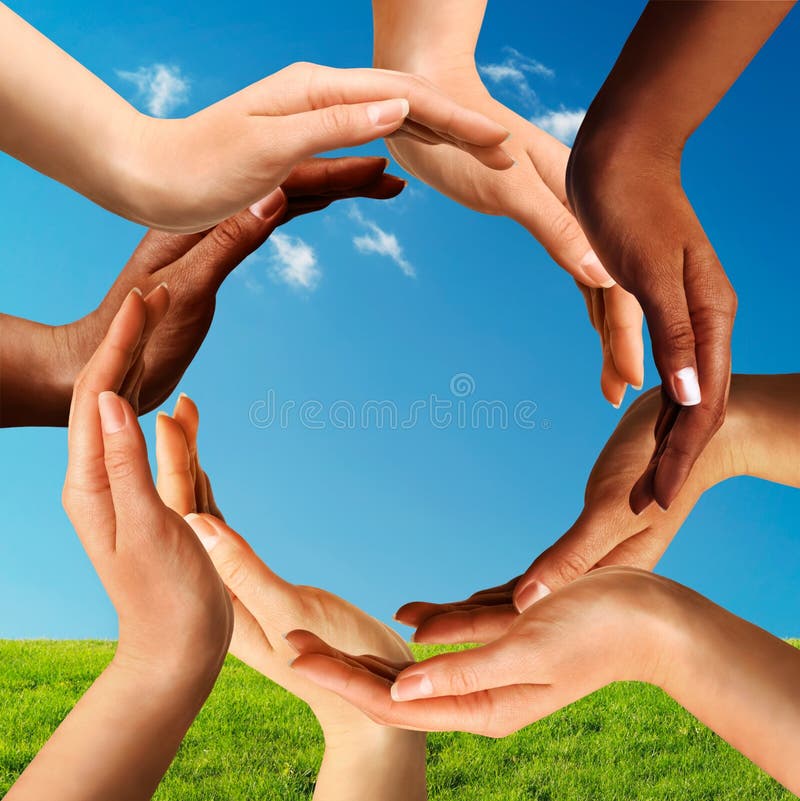Multiracial Hands Making a Circle Together stock photo Multiracial Hands Making a Circle Together stock photo