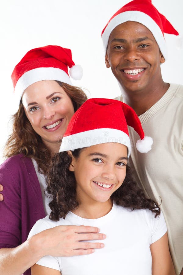 Multiraciale familieKerstmis royalty-vrije stock foto Multiraciale familieKerstmis royalty-vrije stock foto