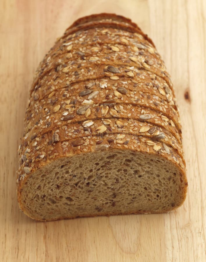 Multiseed bread on wooden board