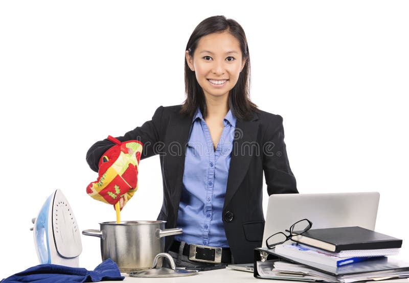 Multitaskingkvinna arkivbild Multitaskingkvinna arkivbild