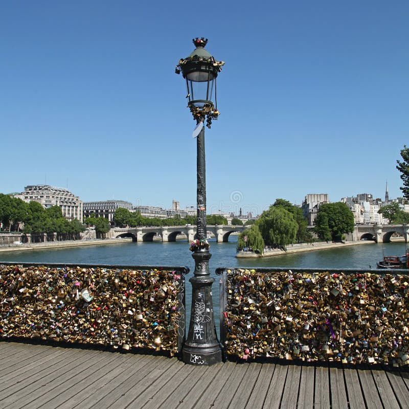 Multitude of Padlocks Hung on the Pont Des Arts in Paris Editorial