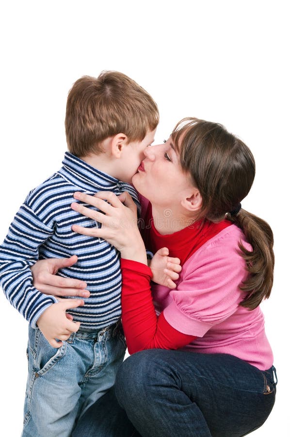 Mum kisses the small son