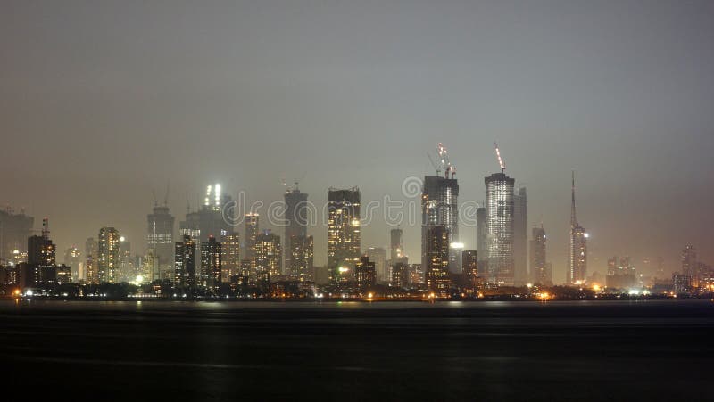 Mumbai Skyline at Night stock photo. Image of long, shutter - 113142228