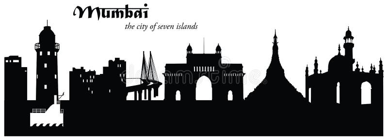 Mumbai-Skyline-Stadtbild-Schattenbild stock abbildung Mumbai-Skyline-Stadtbild-Schattenbild stock abbildung