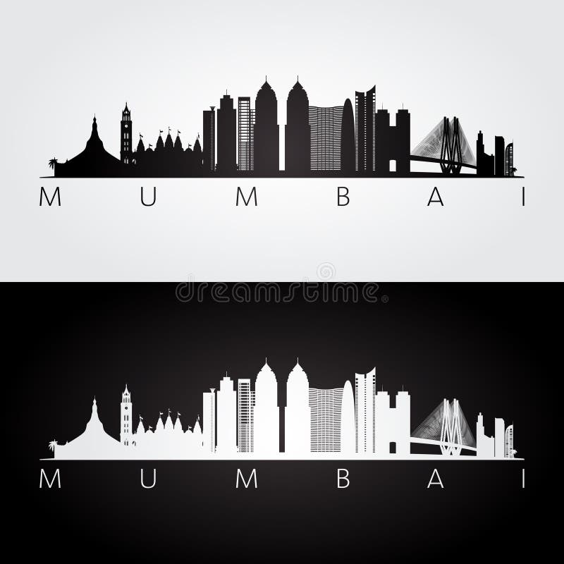 Mumbai-Skyline und Marksteinschattenbild Auch im corel abgehobenen Betrag vektor abbildung Mumbai-Skyline und Marksteinschattenbild Auch im corel abgehobenen Betrag vektor abbildung