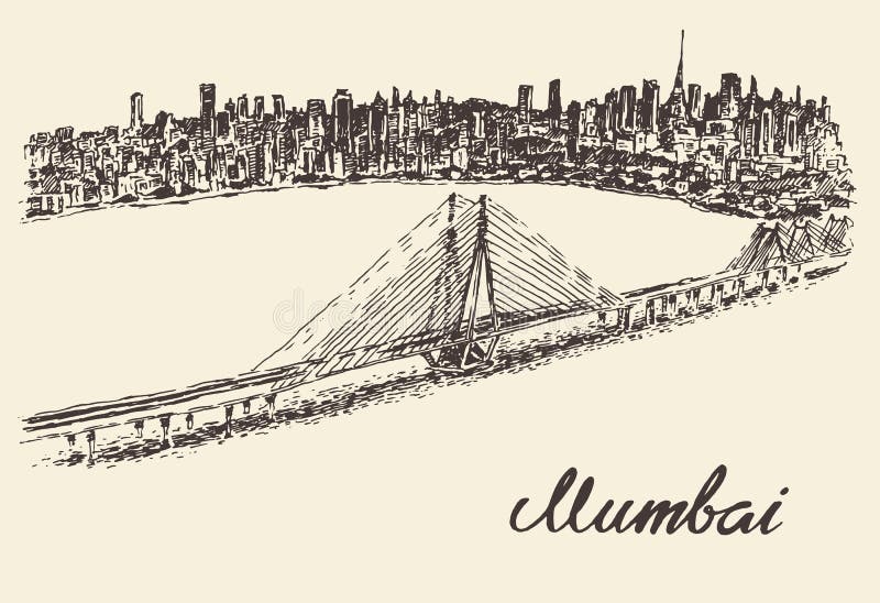 Single continuous line drawing of mumbai city Vector Image