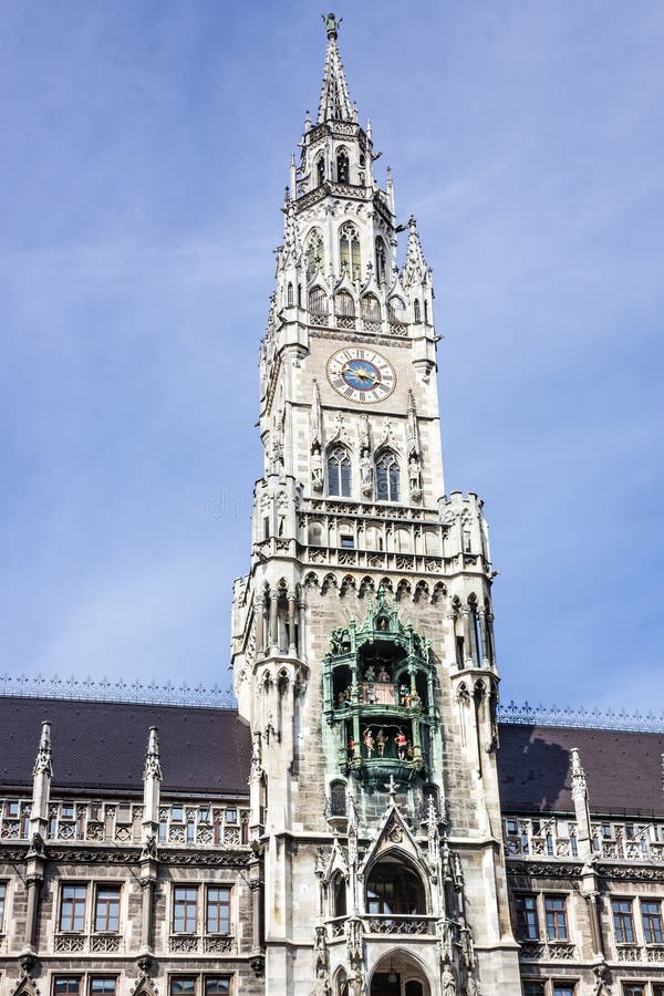 Munchen New town Hall building, Munich Germany, Marienplatz, cl royalty free stock images