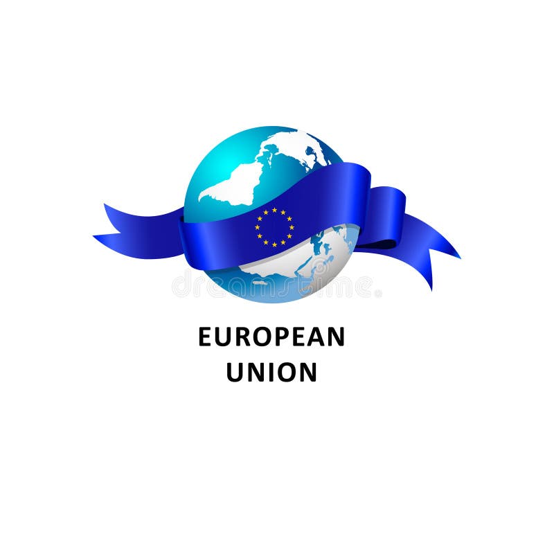 Mundo con la bandera de unión europea stock de ilustración Mundo con la bandera de unión europea stock de ilustración