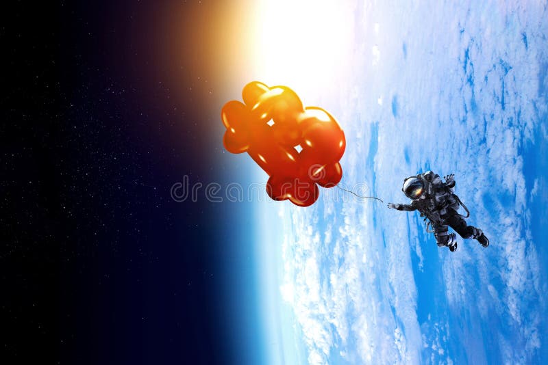 Mundo de divisa criptográfica Medios mixtos. Astronauta en el espacio y símbolo criptográfico Elementos de esta imagen proporcionados por la NASA