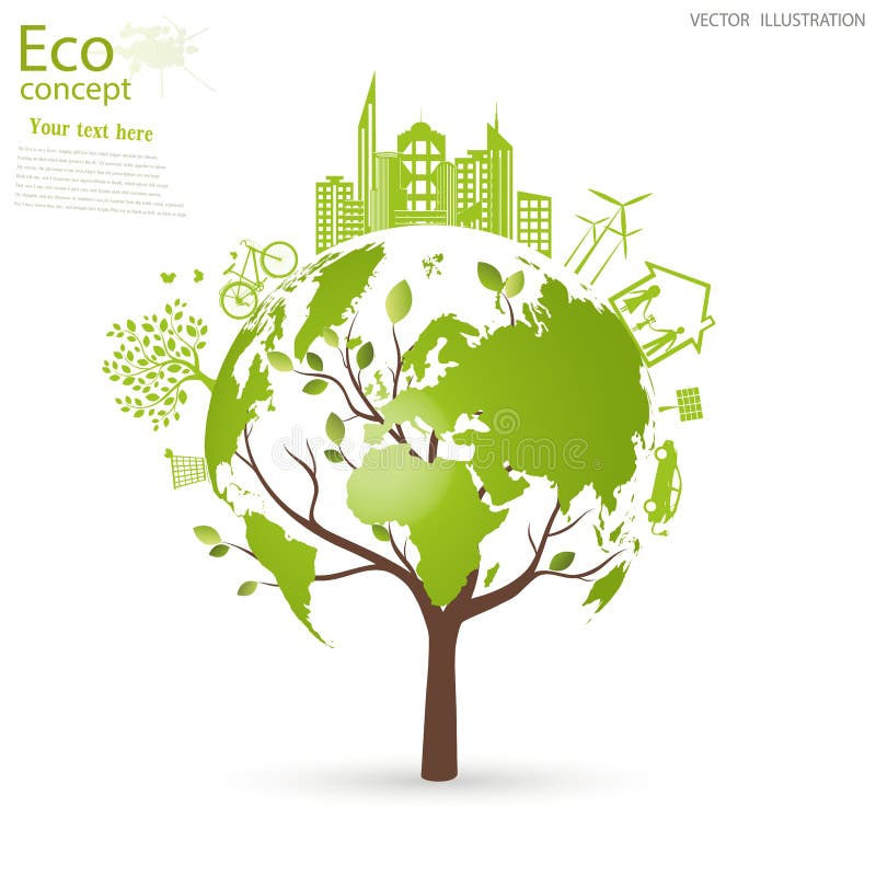 Mundo respetuoso del medio ambiente stock de ilustración Mundo respetuoso del medio ambiente stock de ilustración