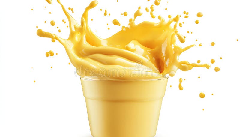 Mungkshake di mango che si spruzzano nell'aria isolata su fondo bianco generato dall'aria generata