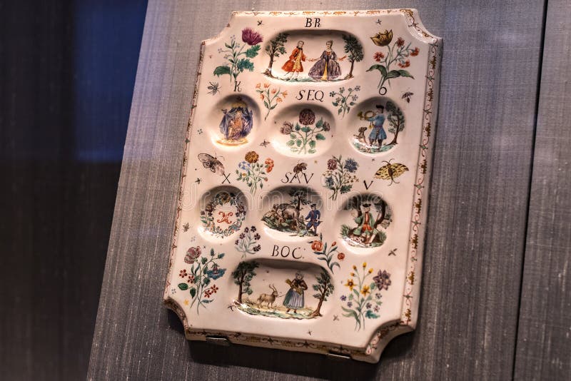 The Represents an exposition of the history of the development of board games chess backgammon poker in the Bavarian National Muse stock images