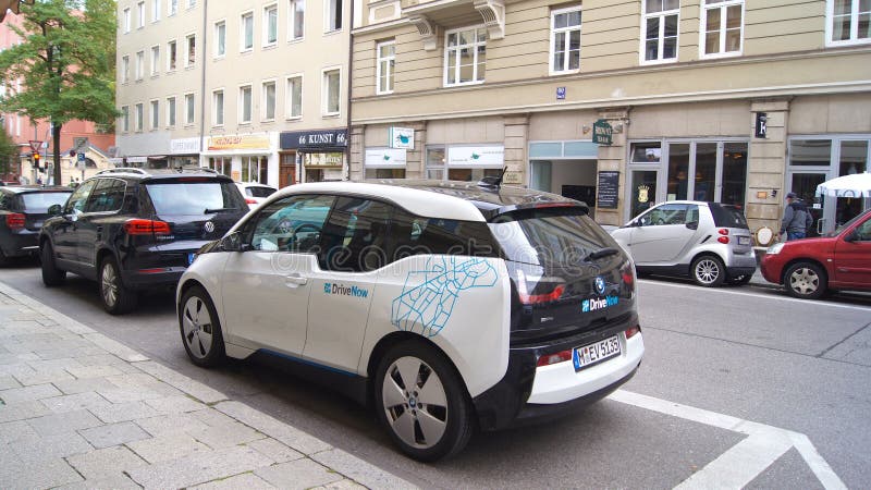 MUNICH, GERMANY - 12 OCT 2015: BMW i3 electric car parked in the city centre of Munich.