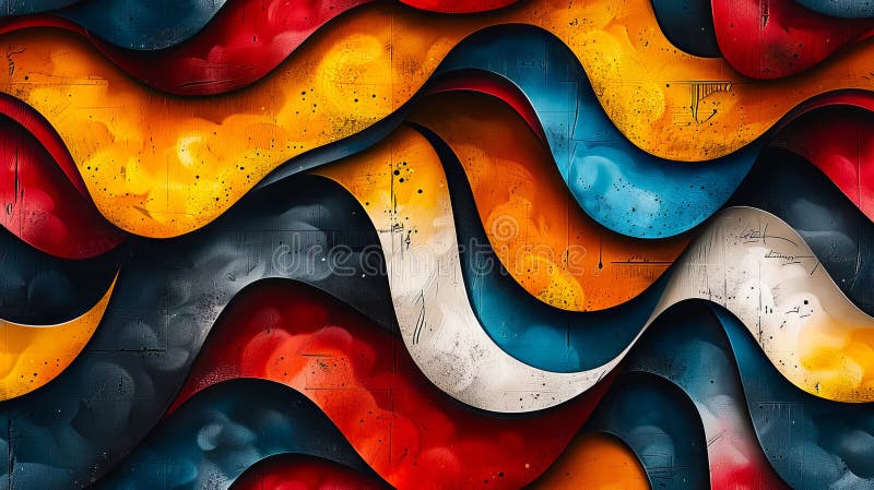 Mur abstrait coloré aux lignes ondulées image libre de droits