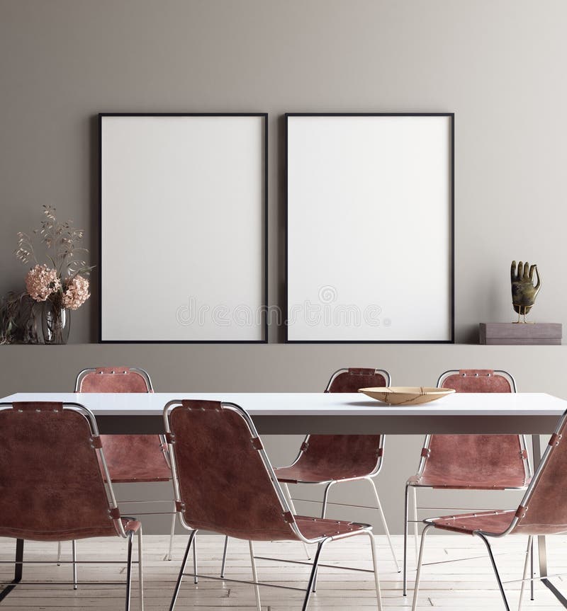 Mur, affisch i matsalen, minimalistisk inre vektor illustrationer