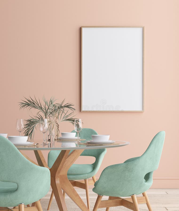 Mur, affisch i matsalen, minimalistisk inre vektor illustrationer