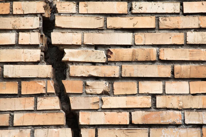Part of cracked brick wall. Part of cracked brick wall