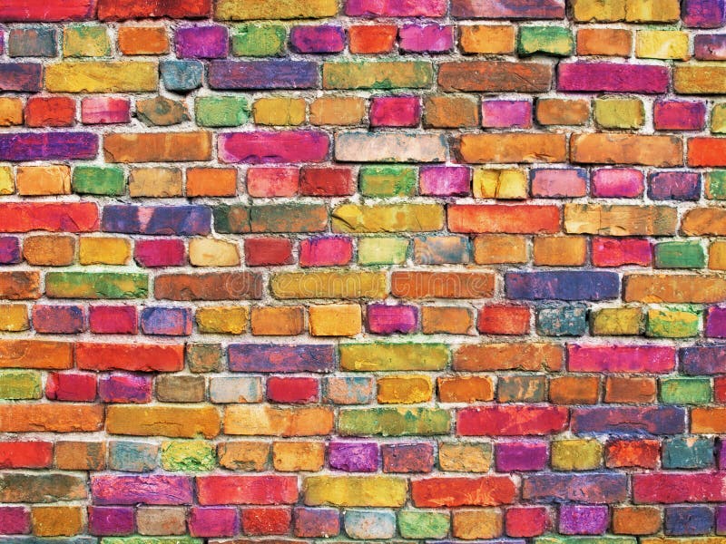 Color brick wall, multi-colored masonry. rainbow background. Color brick wall, multi-colored masonry. rainbow background