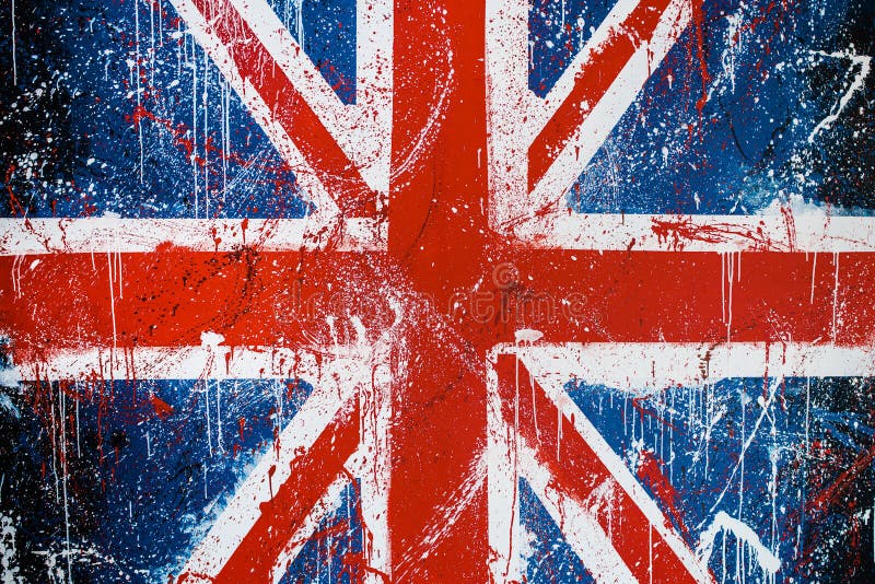 Painted concrete wall with graffiti of British flag. Grunge flag of United Kingdom. Union Jack. Painted concrete wall with graffiti of British flag. Grunge flag of United Kingdom. Union Jack