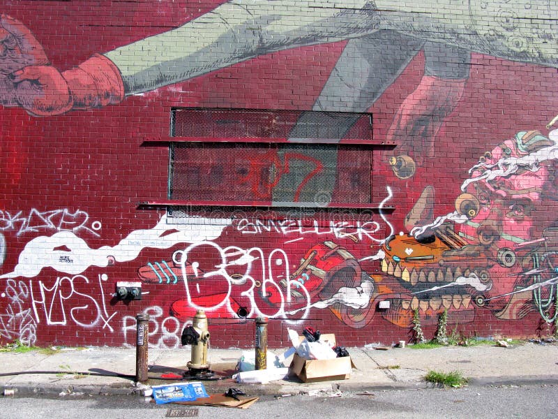 Mur peint sur la rue de Brooklyn photos libres de droits Mur peint sur la rue de Brooklyn photos libres de droits
