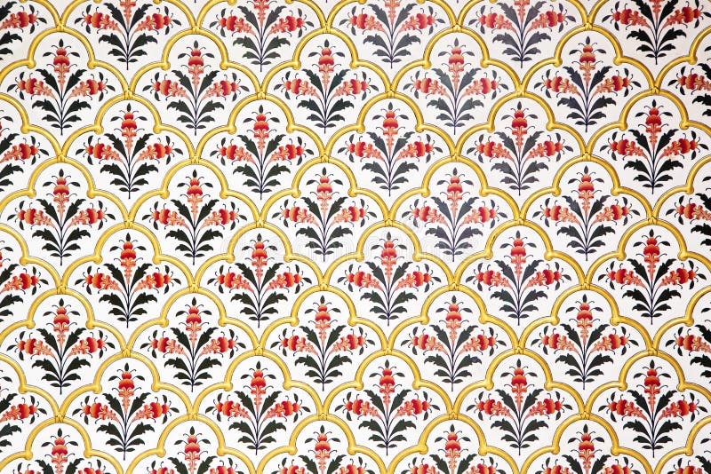 Mur richement décoré dans le palais de Bikaner, Inde image stock Mur richement décoré dans le palais de Bikaner, Inde image stock