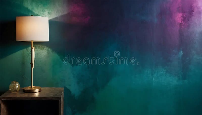 Mur teint et violet texturé avec lampe dorée moderne design intérieur inspiration illustration libre de droits