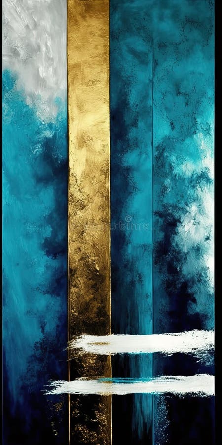 Mural Abstract Background Texture, Wall Art in Blue, Gold and White ...