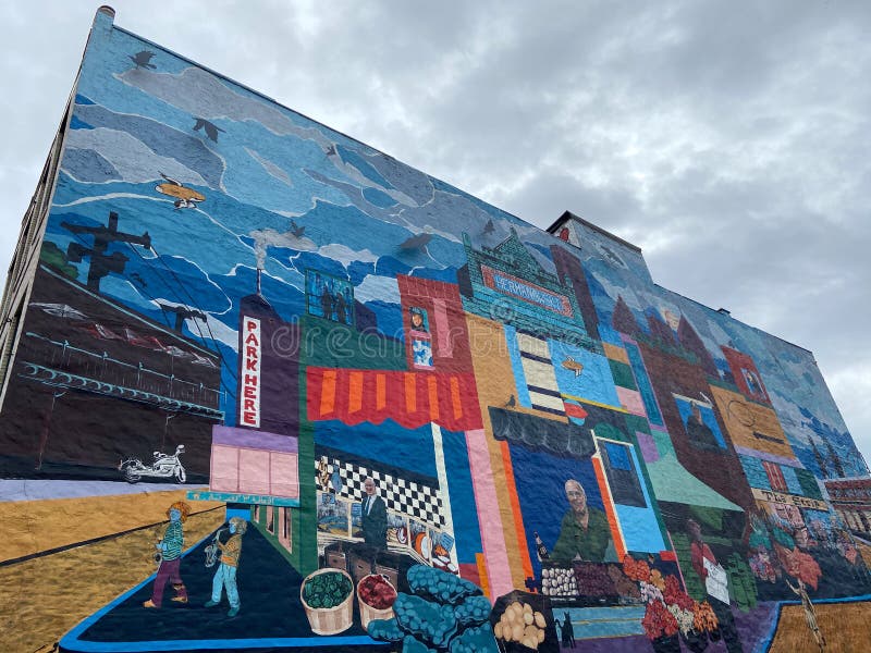 Mural and Clouds in Pittsburgh Pennsylvania Editorial Image Image of