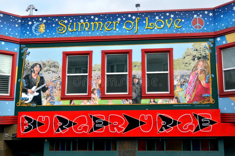 Mural de Clayton Street en Haight-Ashbury San Francisco foto de archivo libre de regalías Mural de Clayton Street en Haight-Ashbury San Francisco foto de archivo libre de regalías