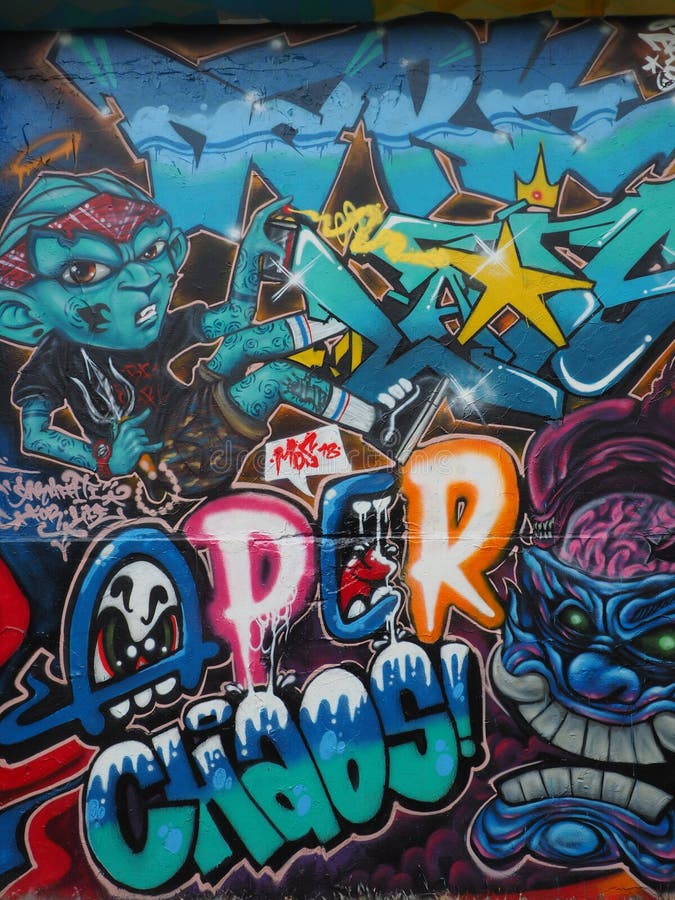 Graffiti: the Crew stock image. Image of orange, core, black - 684535