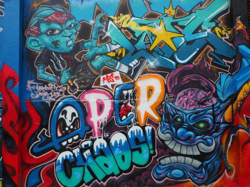 Graffiti: the Crew stock image. Image of orange, core, black - 684535