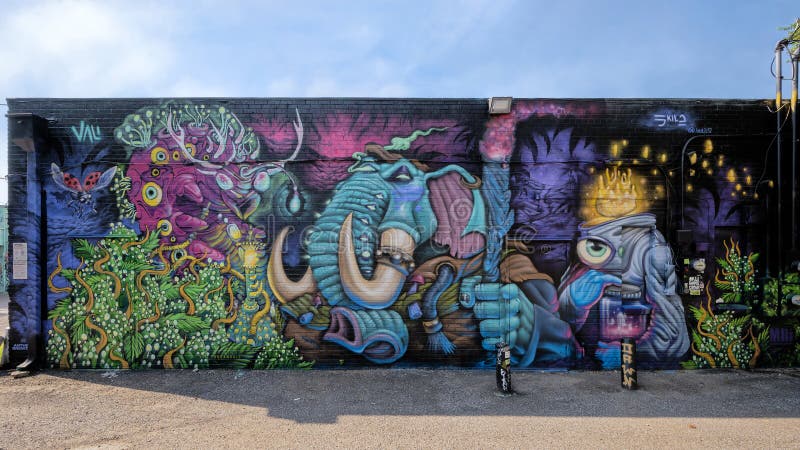 Bispo Mural Arts District Do Abacaxi, Dallas, Texas Foto Editorial