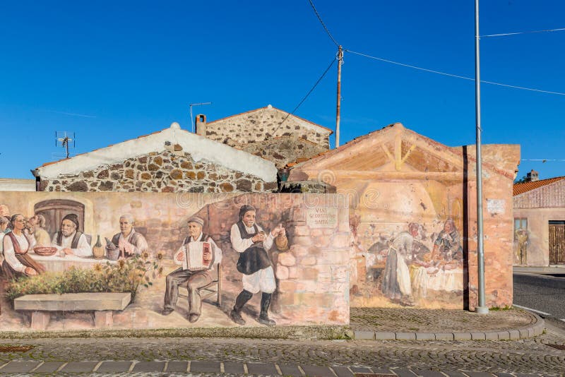 Murals in Tinnura, Sardia in Italy