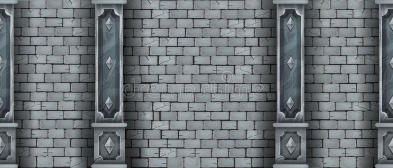 Muratura in mattoni: trama senza saldatura dei pilastri di marmo di fondo di un antico castello di pietra vettoriale di muratura m